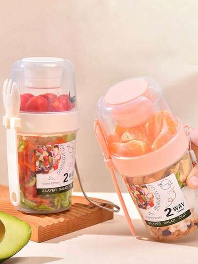 1 cốc đựng salad di động, cốc yến mạch hai lớp, cốc sữa chua và các loại hạt ăn sáng qua đêm (có nắp và thìa), cốc đựng salad di động, cốc đựng trái cây, cốc sữa chua, cốc tập thể dục. Thích hợp cho gia đình, văn phòng, trường học và ăn nhẹ, salad ăn trưa, đồ dùng nhà bếp, dụng cụ nhà bếp, đồ dùng nhà hàng, quà tặng sinh nhật.