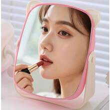 Creative Cat Ear Shaped Makeup Mirror Storage Box, Multifunctional Vanity Mirror Organizer For Dorm, Bathroom, Bedroom Desk, Holds Combs, Hair Clips, Makeup Brushes, Lipstick, Eyeliner - Multicolor - View 5