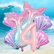 1 Set Meerjungfrau Themen Party Dekorationen, beinhaltet 32" rosa Nummer Ballons, 32" Fisch Ballons, 22" Muschel Ballons, geeignet für Mädchen Geburtstags Party, Prinzessin Themen Baby Shower, Abschlussball, Feierlichkeiten - Übersicht 7