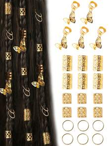 35pcs Multiple Shaped Hair Tie Set For Dreadlocks Hairstyle, Adjustable Hairbands Suitable For All Seasons - Mixed Elements - View 7