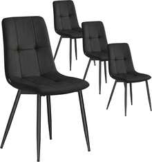 VASAGLE Esszimmerstühle Samt, Küchenstühle bis 120 kg belastbar, Sessel mit verstellbaren Füßen, modern, gepolstert, für Wohnzimmer, 4er Set, tintenschwarz KDC080BH01 OCZ2 - schiefergrau - Übersicht 8