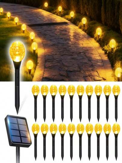 30 LED Solar Pathway Lights, Solar Bubble Ball Garden Lights, Solar Crystal Ball String Lights, Suitable For Yard, Lawn, Garden, Path, Walkway, Party, Wedding, Holiday Decoration