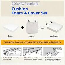 Cojín para silla de patio de 24 x 24 pulgadas impermeable para muebles de patio 5 años solidez de color para jardín sofá silla almohadillas para orejas con asa y correas ajustables - Crema - Ver 7