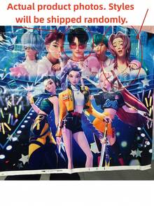 1pc K-Pop Girl Group Witch Themed Disposable PE Tablecloth, Suitable For Birthday Party, Random Style - Multicolor - View 5