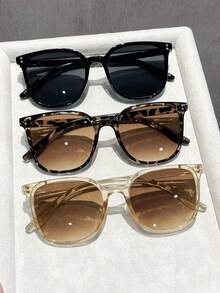 3副休闲PC（聚碳酸酯）长方形镜框眼镜，时尚Y2K夏季海滩旅行派对礼物，日常佩戴女士眼镜套装 - 彩色 - 查看 7