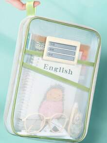 1pc A4 Double-Layer Grid Organizer Bag, Subject Divider Bag, Exam Paper & Book Storage Bag, Document Pouch, Study Supplies Tote - Multicolor - View 4