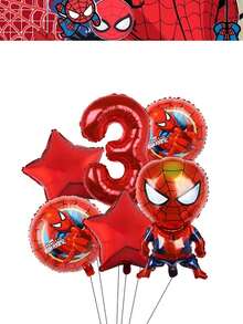 Marvel 蜘蛛侠生日装饰套装，漫威派对用品，包括32英寸红色数字气球，超级英雄儿童生日新年庆祝派对装饰，拍照背景气球 - 氣球套裝 - 查看 5