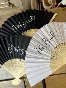 1pc Bamboo Folding Fan, Portable Wedding Bride Bridesmaid Party Favor Decoration - Folding Fan - View 3