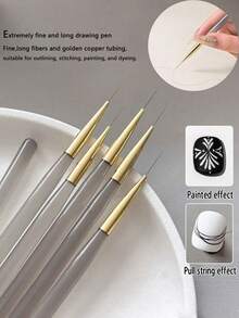5pcs/1pc Ultra Fine Nail Liner Pen - Precise Outlining Pen, Easily Sketch Complex Lines; Ultra Fine Nail Liner Pen; Nail Art Painting Tool; Nail Brush; Soft & Durable Design; Easy To Use; Odorless; Professional Nail Art Tool & Supplies; Women's Gift; Christmas Gift - Multicolor - View 1