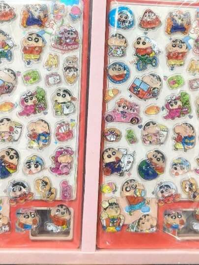 3D反派卡通装饰贴纸，小欣可爱卡通人物贴纸，学习文具装饰贴纸，颜色可能随机出现差异