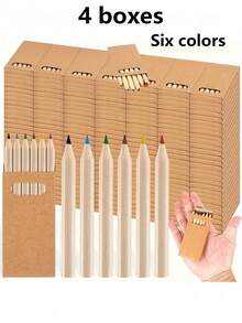 Bộ bút chì màu mini 10/8/4/2 hộp, 6 chiếc mỗi hộp, bút chì ngắn 3,5 inch, 6 màu khác nhau mỗi hộp, đã được gọt sẵn, bằng gỗ, thích hợp cho gia đình, tiệc sinh nhật, trường học, giáo viên, mỹ thuật, thủ công, học tập, vẽ, lớp học, dụng cụ nghệ thuật - Nhiều màu - Xem 11