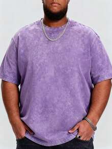 Men's Plus-Size T-Shirt , Washed T-Shirt, Y2K Style, Street Style, Suitable For Shopping, Summer Regular Fit, Easter, Christmas, Thanksgiving Day. - 紫色 - 查看 1