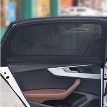 夏季黑色汽车遮阳帘，防蚊虫通用网状遮阳帘，隔热，隐私帘，透气网状窗户 - 4pc一組車窗防曬網紗 - 查看 2