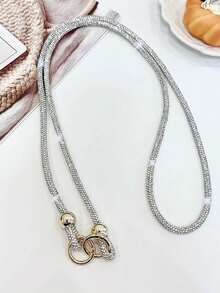 Luxury Flash Rhinestone 1pc Luxury Rhinestone Phone Lanyard Long Style Crossbody For Women High-End Full Rhinestone Hanging Chain New Wrist Exquisite Advanced Sense Bag Chain Versatile Internet Celebrity Hanging Ornament Camera Anti-Lost Rope Party Gift Anniversary - Multicolor - View 12