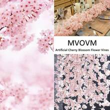 Blossom Garland Fake Cherry Flower Vines 2 Pcs Artificial Flower Garland Silk Hanging Floral Garland For Wedding Party Arch Office Pink Room Decor Japanese Kawaii Home Decoration - 2Pack - 查看 8