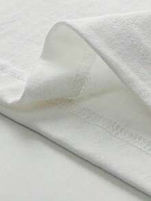 Camiseta de manga corta con cuello redondo para hombre, diseño creativo con estampado, diseño simple, proceso de tejido, suave y cómoda, adecuada para uso en el campus, reuniones, fiestas y - Blanco - Ver 4