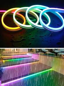 RGB Neon Light Strip, LED Light Strip, Silicone Rope Light, USB Powered Flexible Light Strip With 44-Key Remote Control, Suitable For Gaming Room, Party, Wall, Ceiling, Home, Room, Garden, Christmas, Gathering, TV/Computer Backlight Decor, Home Decor, Holiday Decor, Party Decor, Birthday Decor, Halloween Decor - Multicolor - View 2