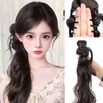 Tóc đuôi ngựa giả, búi tóc giả, kẹp tóc kiểu càng cua, tóc giả búi nối dài, phụ kiện tóc cho nữ dùng hàng ngày.