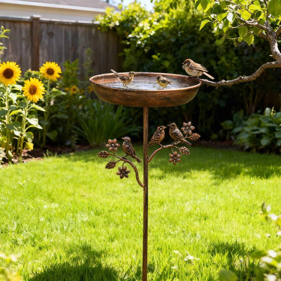 1pc Outdoor Garden Bird Bath Tub, Heavy Duty Metal Frame, No Batteries Required, All-Weather Weatherproof Design, Suitable For Hummingbirds And Birds, Vintage Patio Decoration, Comes With Feeding Station - Easy To Install, Suitable For Patios And Gardens. - 多色 - 查看 1