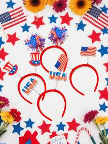 8pcs/Set American Independence Day Patriotic Headbands, USA Flag Headbands, Suitable For Independence Day, Memorial Day, Veterans Day Theme Party Decorations And Gifts (Random) - Multicolor - View 3