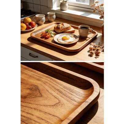 2pcs Rosewood Square Serving Tray, 7.8 Inch Square Wooden Serving Platter, Suitable For Serving Cooked Food, Fruits, Bread