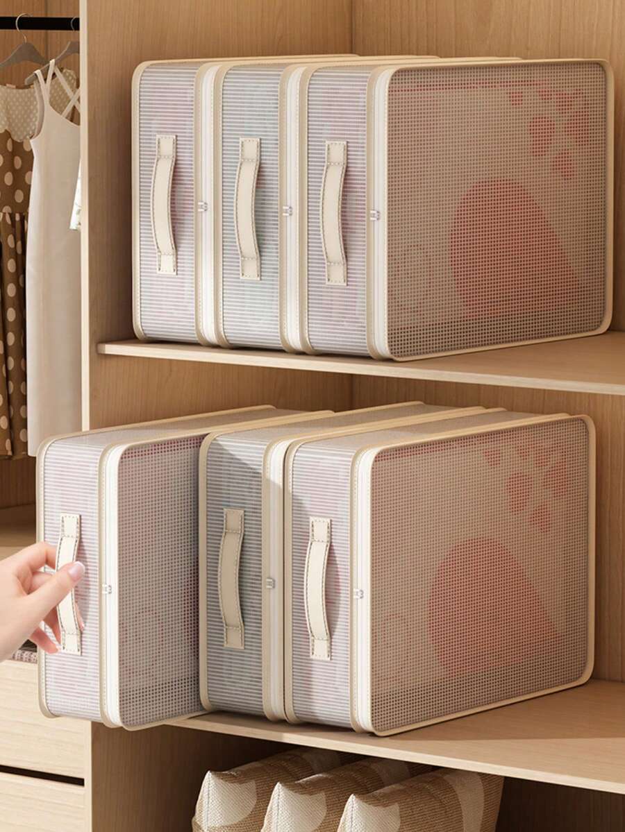 Saco de armazenamento durável para roupas e roupas de cama, ideal para todas as estações - Caixa de armazenamento retangular multifuncional com tampa articulada, adequada para guarda-roupa, viagens, armazenamento de roupas sazonais e roupas de cama, além de armazenamento embaixo da cama. - Multicolorido - Ver 1