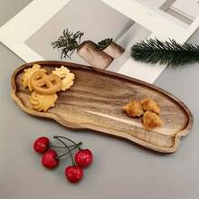 Premium Acacia Wood Serving Tray - 11.4"X4.2" Irregular Oval Design For Desserts, Snacks, Fruits & Appetizers - Perfect For Home Decor & Holiday Celebrations - Wood Color - View 8