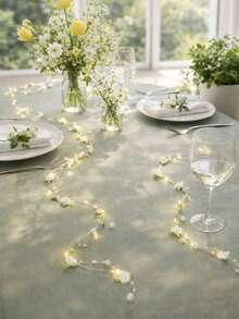 1 Set Rose Flower String Lights With Pearls, No Battery Included, Artificial Floral Fairy Lights, Rose Wreath Lights, Suitable For Tabletop Centerpiece Decor, Wedding Party, Valentine's Day Gift, Romantic Room Aesthetic, Farmhouse Style Accessory, Indoor Home Garden Patio Decor, Bridal Shower Party Anniversary Decoration, Retro Bedroom Living Room Wreath Lights - Multicolor - View 10