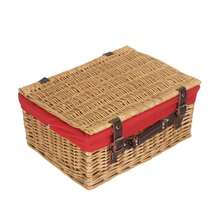 Red Hamper 45cm Buff Wicker Picnic Basket - Red - View 2