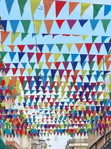 50-300m Colorful Triangle Flag Garland Decoration, Theme Birthday Party, Outdoor Event, Anniversary Celebration - Multicolor - View 2