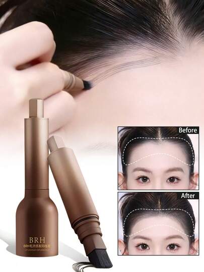 斜角浸润式刷头持久定型液笔 - 染发笔、遮瑕笔、永久性液体眉笔，防水防晕染，深黑色/棕色，瞬间遮盖白发/灰发，可覆盖发际线和眉毛，发际线液体笔
