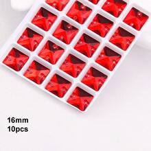 红色玻璃水晶，各种形状，闪亮手工缝制水晶水钻装饰珠，平底穿孔宝石，DIY配件，缝制宝石，水钻，用于装饰衣服、连衣裙、包包、鞋子、胸针、耳环、手工艺品 - 彩色 - 查看 18