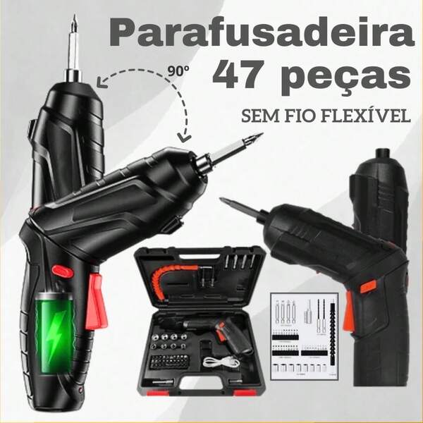 Mini Parafusadeira Furadeira USB 4.2V com 47 Acessórios