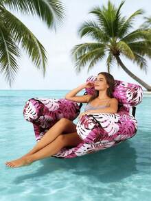 1pc Inflatable Floating Chair, Tropical Rainforest Leaf Design, With Armrests And Backrest, Suitable For Swimming Pool, Beach, Water, Resting Seat, Inflatable Floating Device. Inflation Pump Needs To Be Purchased Separately. - Leaf Floating Chair - View 4