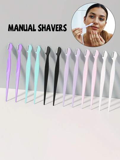 12/6/1 Pc Black Straight Handle Eyebrow Trimmer, Macro Shaving Blade, Eyebrow Makeup Tool Beauty Razor, Multifunctional Exfoliating Tool, Suitable For Facial And Body Hair Removal, Neutral Stainless Steel Painless Hair Removal Device, With Protective Cover, Suitable For Beginners To Avoid Facial Or Body Scratches, Makeup, Convenient, Room Decoration, Dressing Table, Travel, Bedroom, Makeup Accessories, Eyebrow Shaver