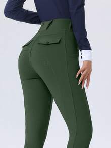 ROYALS MATTINI Women's Equestrian Riding Pants, Jodhpurs, Full Seat Silicone Grip Breeches, Moisture-Wicking Riding Tights With Pockets, Suitable For Horse Riding Sports Spring - Dark Green - View 4