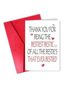 1张“最棒的闺蜜”最佳朋友贺卡，附信封 - 送给闺蜜的甜蜜感谢卡和生日卡，时尚友情礼物，内页空白 - 查看 9