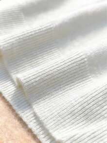 女士纯色V领短袖针织T恤，轻盈宽松时尚简约优雅上衣 白色 - 白色 - 查看 6