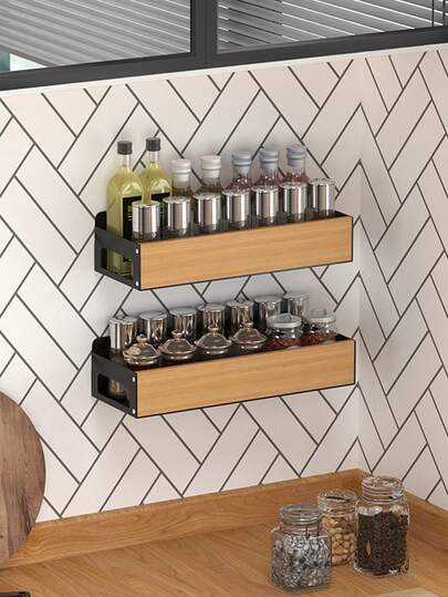 Wall Mounted Kitchen Storage Rack, Seasoning Rack, Kitchen Storage Rack, Kitchen Storage Supplies, No Drilling Required, Easy To Create A Clean And Orderly Home Kitchen, Kitchen Decoration
