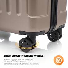 YONSLY 4-Piece Wheeled Suitcase Set With 360° Wheels, Combination Lock, Robust Double Zipper, Mesh Pocket, Soft Rubber Handle, 16/20/24/28 Inch Trolley Suitcase, Hard Shell Carry-On Luggage Set (4-Piece Set, S, M, L & XL) - 香檳色 - 查看 4