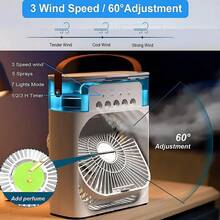 3-In-1 Rechargeable Water Spray Fan, Runs Up To 2.5 Hours On A Single Charge And Features 7 Built-In Lights - (White) - White - View 2