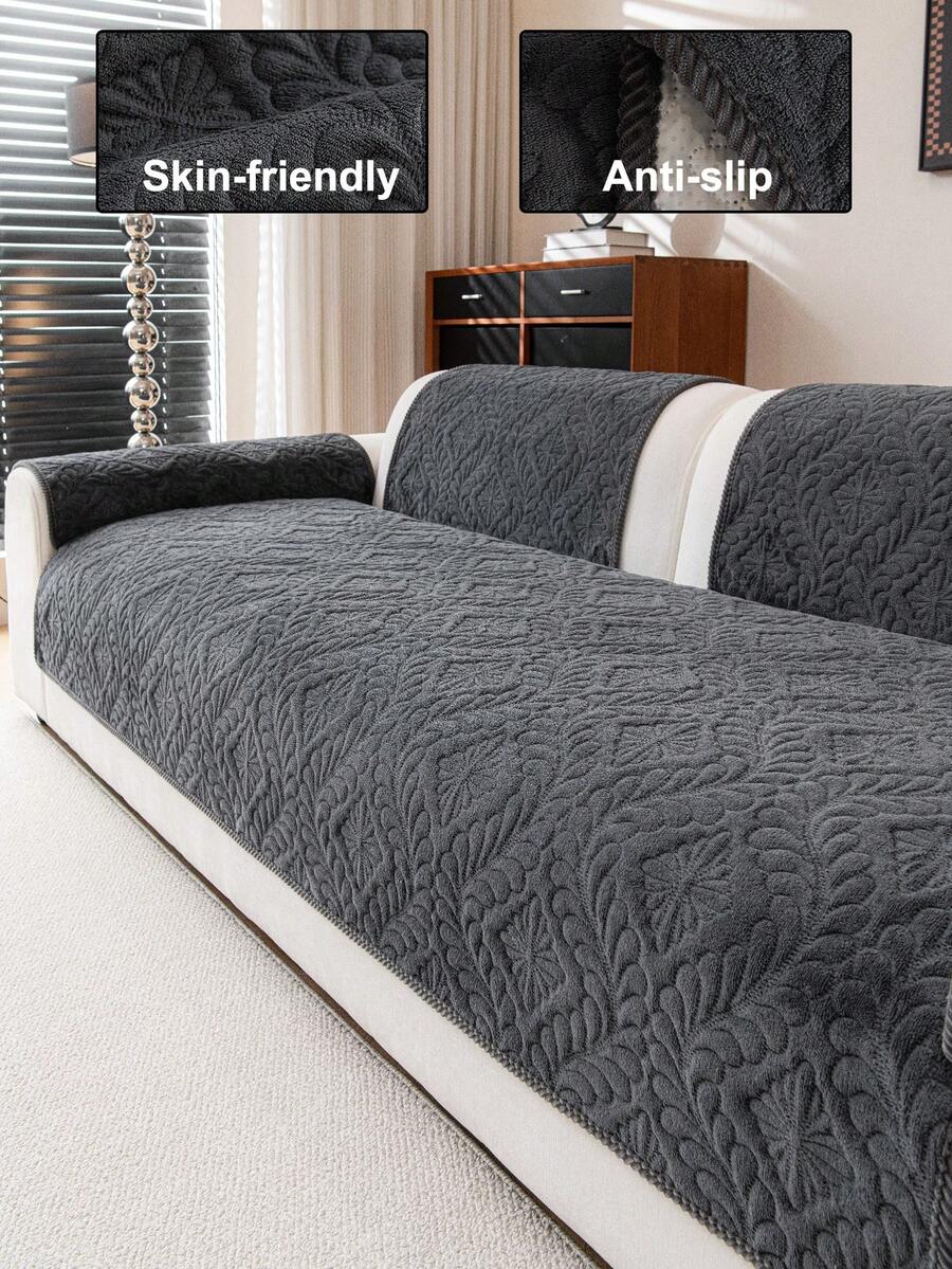1 buah Sarung Sofa Tahan Air, Bernapas & Lembut, Dapat Dicuci dengan Mesin, Ramah Hewan Peliharaan, Tahan Lama, Cocok untuk Sandaran Tangan dan Sandaran Punggung Sofa 1/2/3/4 Dudukan, Dekorasi Musiman & Perlindungan Furnitur - Dark Grey - View 1