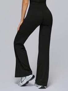 NcmRyu 1pc Women High Waist Straight Leg Casual Sweatpants - Black - View 3