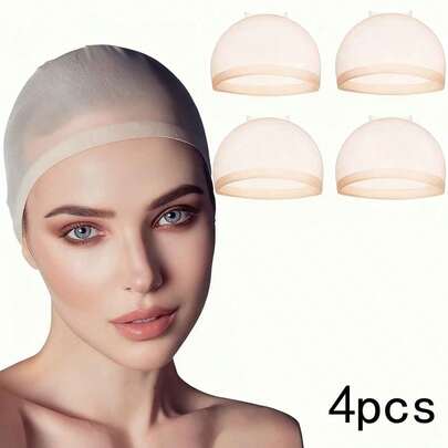 4pcs Invisible Hair Nets, Super Soft Breathable Elastic Neutral Nude Color Mesh Hair Nets, Closed-End Hair Nets, Comfortable Woven Lining, Suitable For Various Hairstyles And Creative Styling, Mother's Day Gift