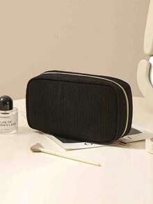 1 个优雅灯芯绒卫生巾袋 - 便携式、耐用的卫生巾袋，带拉链封口，有粉色、灰色、黑色和米色可选，适合旅行和日常使用，旅行必需品 | 优雅拉链封口 | 耐用面料，卫生巾袋 - 彩色 - 查看 23