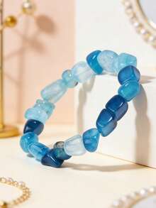 YAUKIA 1件天然玛瑙不规则龙纹手链，宁静祥和，具有疗愈功效，男女皆宜，弹力材质，适合日常佩戴 - 彩色 - 查看 6