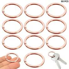 30/50/80个装扁平钥匙圈，金属圆形扁平双层开口环，适用于家居收纳、狗牌、钥匙链、各种悬挂配件和DIY手工制作 - 平圈 - 查看 14