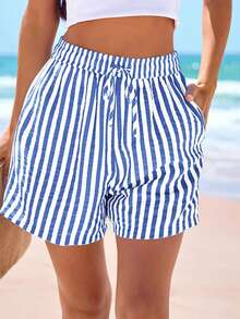 Women's Boxer Shorts Summer Dopamine Casual Home Sleeping Plaid Pj Button Front Y2K Plaid Pajama Shorts - Sọc xanh - Xem 3