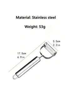 1 pieza Pelador de acero inoxidable, pelador multifunción para frutas y verduras, pelador de patatas, rebanador juliana - Plateado - Ver 3