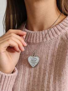 Suteyi 1件装“致我的女儿”刻字心形吊坠项链，来自祖母/母亲/女儿，送给女性/女孩的励志礼物，生日/婚礼/情人节 - 銀色 - 查看 5